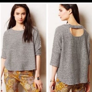 Anthropologie Deletta Striped Cutout Terry Knit Top Size Medium